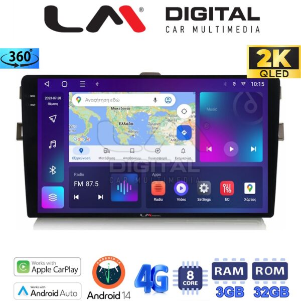 LM Digital - LM ZD8028 GPS Οθόνη OEM Multimedia Αυτοκινήτου για Toyota Auris 2007 > 2012 (CarPlay/AndroidAuto/BT/GPS/WIFI/GPRS) - Image 1