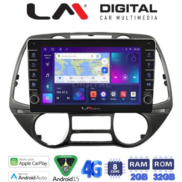 LM Digital - LM ZG8837 GPS Οθόνη OEM Multimedia Αυτοκινήτου για Hyundai i20 2008 > 2014 (CarPlay/AndroidAuto/BT/GPS/WIFI/GPRS) - Image 1