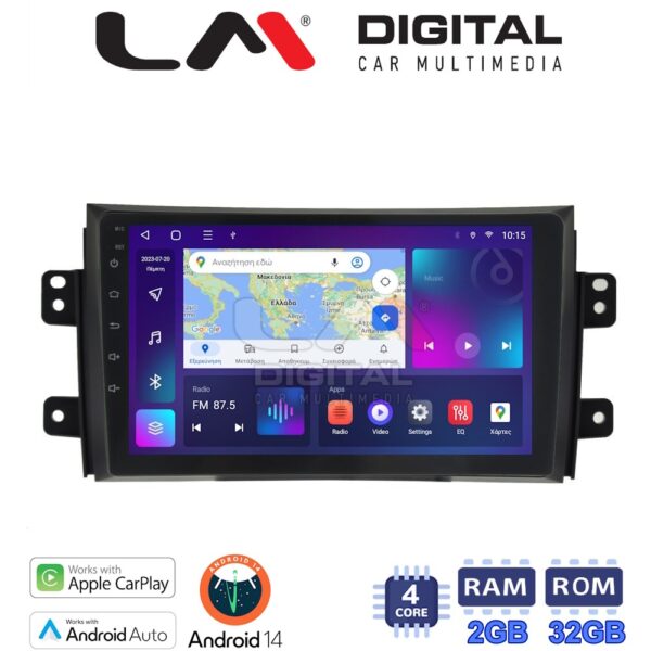 LM Digital - LM ZN4446 GPS Οθόνη OEM Multimedia Αυτοκινήτου για FIAT SEDICI & SUZUKI SX4 2005-2013 (CarPlay/AndroidAuto/BT/GPS/WIFI/GPRS) - Image 1