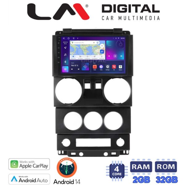LM Digital - LM ZN4748 GPS Οθόνη OEM Multimedia Αυτοκινήτου για JEEP WRANGLER 2007 > 2011 (CarPlay/AndroidAuto/BT/GPS/WIFI/GPRS) - Image 1