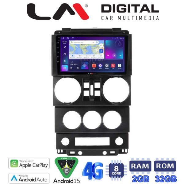 LM Digital - LM ZR8748B GPS Οθόνη OEM Multimedia Αυτοκινήτου για JEEP WRANGLER 2007 > 2011 (CarPlay/AndroidAuto/BT/GPS/WIFI/GPRS) - Image 1