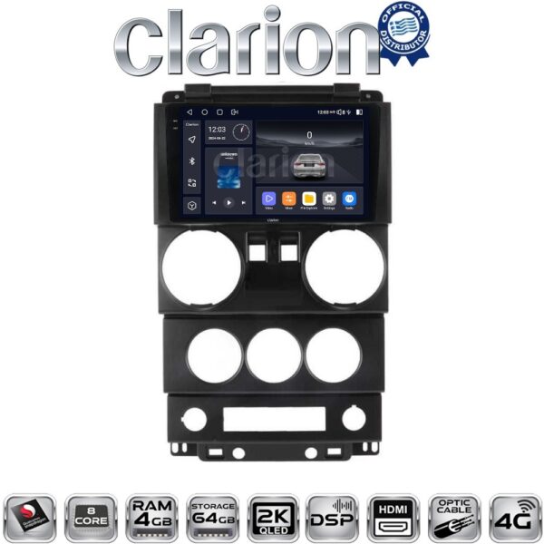CLARION GL74748 Οθόνη OEM Multimedia Αυτοκινήτου για JEEP WRANGLER 2007 > 2011 (CarPlay/AndroidAuto/BT/GPS/WIFI/GPRS) - Image 1