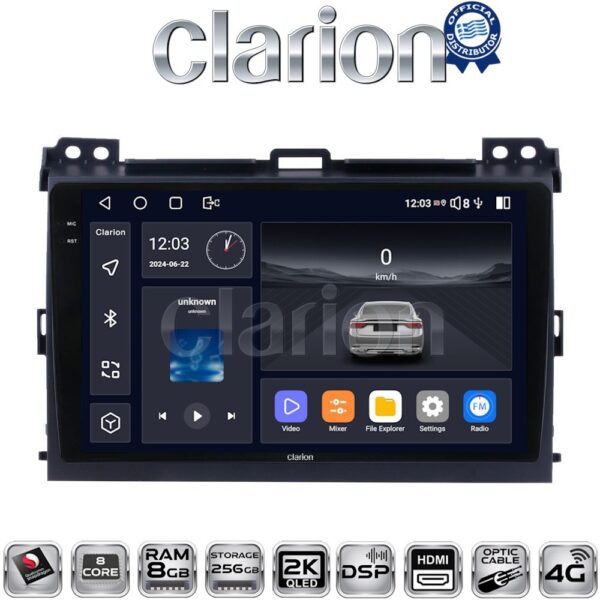 CLARION GL75384 Οθόνη OEM Multimedia Αυτοκινήτου για Toyota Land Cruiser J100 2003 > 2009 (CarPlay/AndroidAuto/BT/GPS/WIFI/GPRS) - Image 1