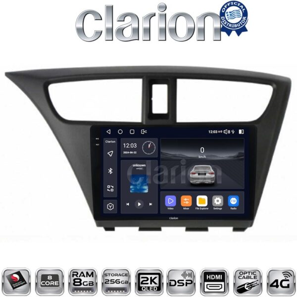 CLARION GL75389 Οθόνη OEM Multimedia Αυτοκινήτου για Honda Civic 2012 > 2016 (CarPlay/AndroidAuto/BT/GPS/WIFI/GPRS) - Image 1