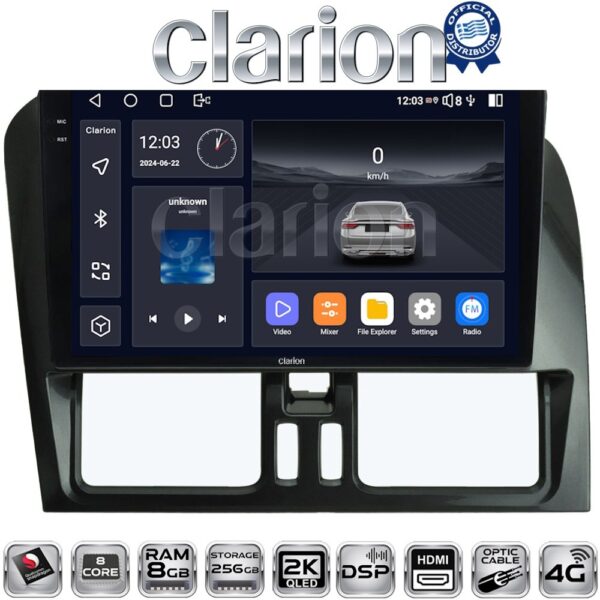 CLARION GL75390 Οθόνη OEM Multimedia Αυτοκινήτου για Volvo XC60 2009 > 2017 (CarPlay/AndroidAuto/BT/GPS/WIFI/GPRS) - Image 1