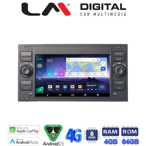 LM Digital - LM Q8140 GPS Οθόνη OEM Multimedia Αυτοκινήτου για FordC-Max '02-'07Fiesta '06-'08Focus '05-'07Fusion '06-'11Galaxy '07-'11Kuga '07-'12S-Max '08-'12Transit '07-12Transit Connect '07-12 (CarPlay/AndroidAuto/BT/GPS/WIFI/GPRS) - Image 1