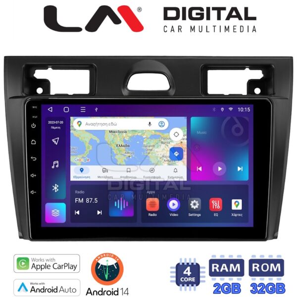 LM Digital - LM ZN4140B GPS Οθόνη OEM Multimedia Αυτοκινήτου για Ford Fiesta 2006 > 2008 (CarPlay/AndroidAuto/BT/GPS/WIFI/GPRS) - Image 1