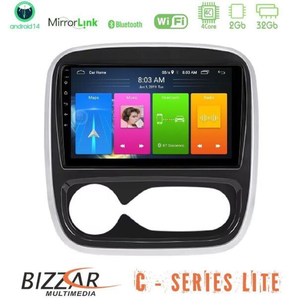 Bizzar C Series Lite 4Core Android14 2+32GB Renault/Nissan/Opel/Fiat Navigation Multimedia Tablet 9" (AUTO A/C) - Image 1