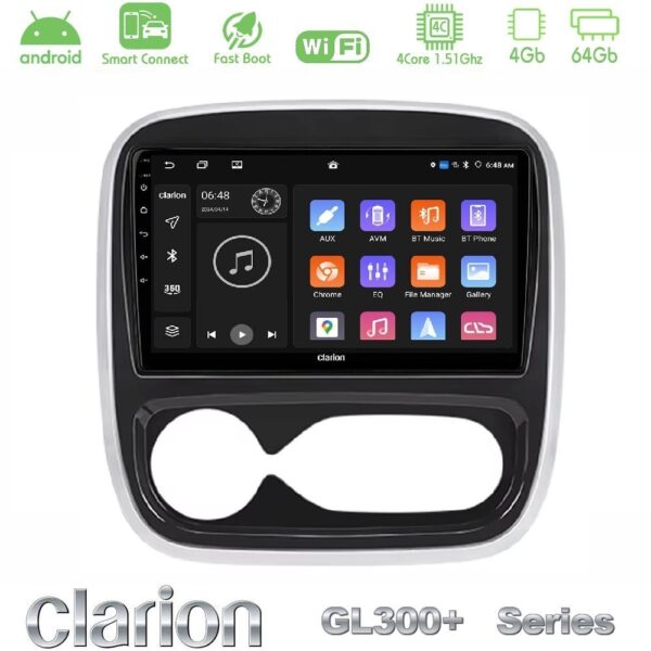 Clarion GL300+ Series 4Core Android ClarionOS 4+64GB Renault/Nissan/Opel/Fiat Navigation Multimedia Tablet 9" (AUTO A/C) - Image 1