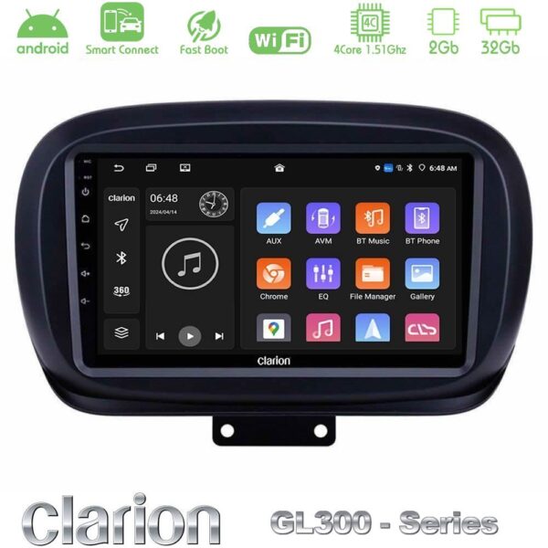 Clarion GL300 Series 4Core Android ClarionOS 2+32GB Fiat 500X Navigation Multimedia Tablet 9" Με Carplay & Android Auto - Image 1