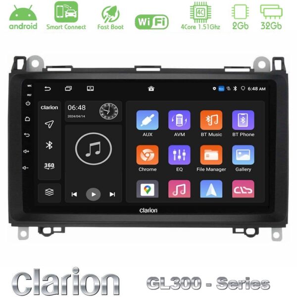 Clarion GL300 Series 4Core Android ClarionOS 2+32GB Mercedes A/B/Vito/Sprinter Class Navigation Multimedia Tablet 9" Με Carplay & Android Auto - Image 1