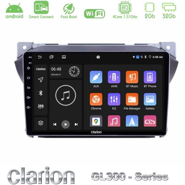 Clarion GL300 Series Suzuki Alto & Nissan Pixo 4Core Android ClarionOS 2+32GB Navigation Multimedia Tablet 9" Με Carplay & Android Auto - Image 1