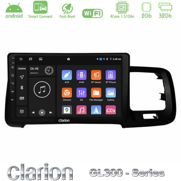 Clarion GL300 Series 4Core Android ClarionOS 2+32GB Volvo S60 2010-2018 Navigation Multimedia Tablet 9" Με Carplay & Android Auto - Image 1