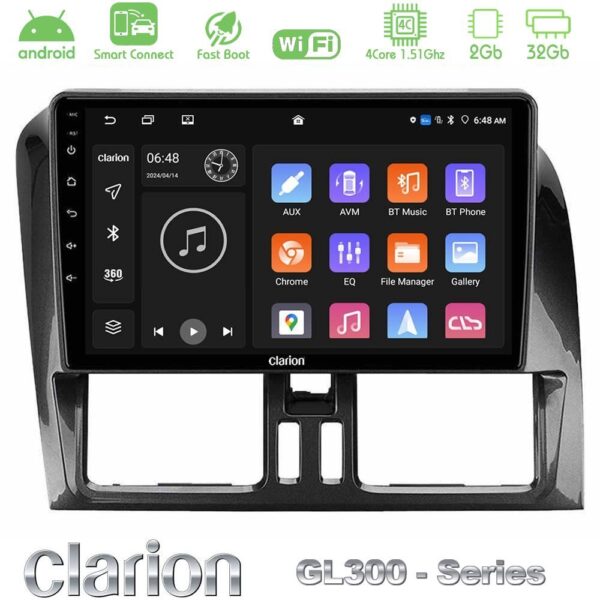 Clarion GL300 Series 4Core Android ClarionOS 2+32GB Volvo XC60 2009-2012 Navigation Multimedia Tablet 9" Με Carplay & Android Auto - Image 1