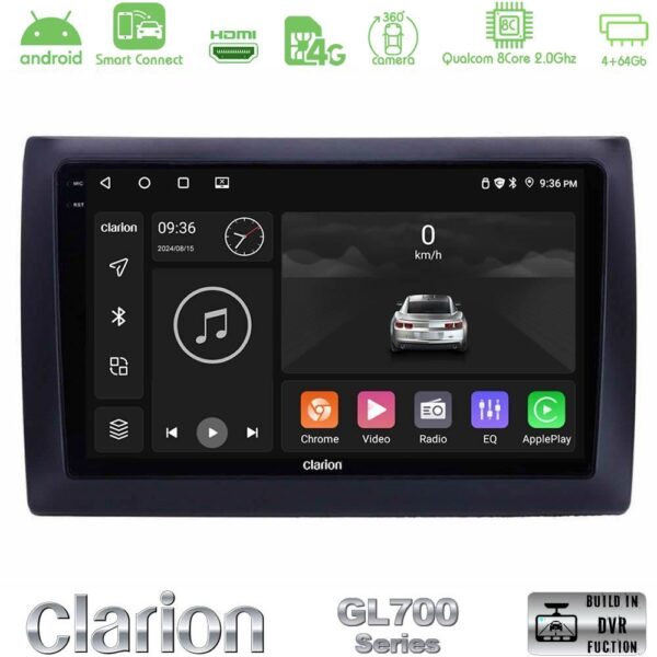 Clarion GL700 QUALCOMM Series 8Core Android ClarionOS 4+64GB Fiat Stilo Navigation Multimedia Tablet 9" Με Carplay & Android Auto - Image 1