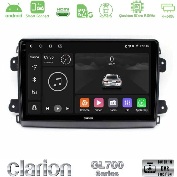 Clarion GL700 QUALCOMM Series 8Core Android ClarionOS 4+64GB Citroen/Fiat/Opel Navigation Multimedia Tablet 9" Με Carplay & Android Auto - Image 1