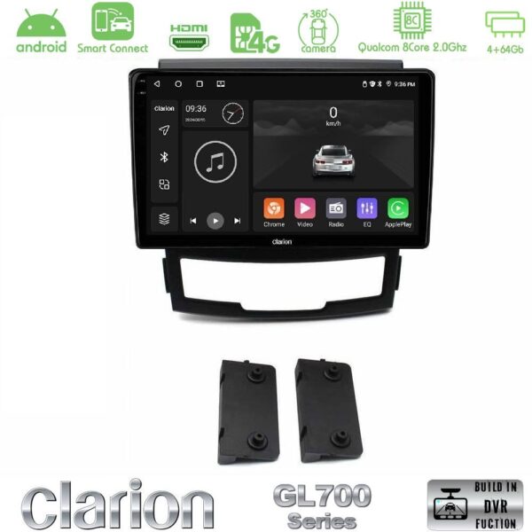 Clarion GL700 QUALCOMM Series 8Core Android ClarionOS 4+64GB Ssangyong Korando 2010-2014 Navigation Multimedia Tablet 9" Με Carplay & Android Auto - Image 1