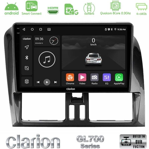 Clarion GL700 QUALCOMM Series 8Core Android ClarionOS 4+64GB Volvo XC60 2009-2012 Navigation Multimedia Tablet 9" Με Carplay & Android Auto - Image 1